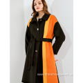 Trendy Clothing Ladies Collision Color Long Coat